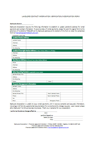 landlord contact information verification form