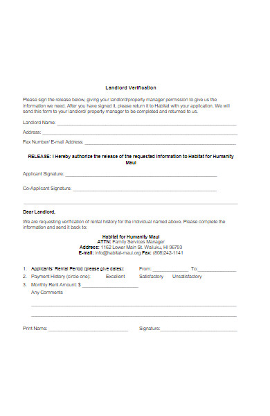 landlord verification form in pdf