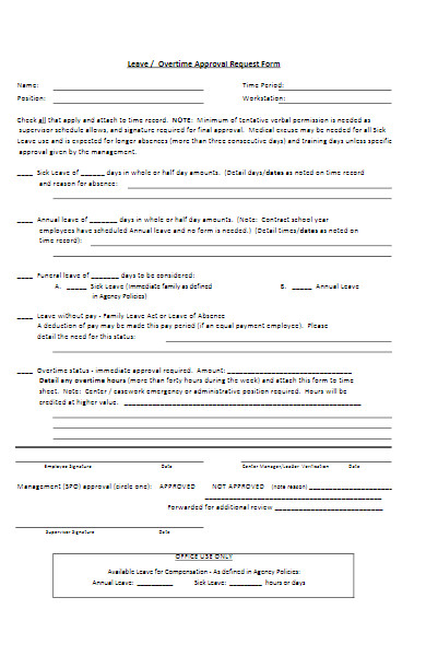 leave and overtime approval request form
