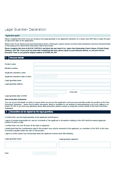 legal guardian declaration form in pdf