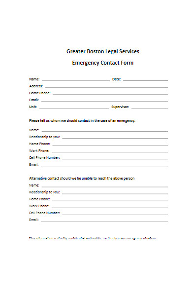 legal services emergency contact form