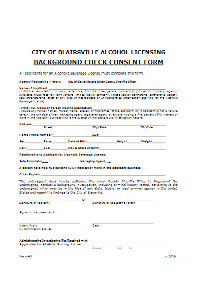 licensing background check consent form