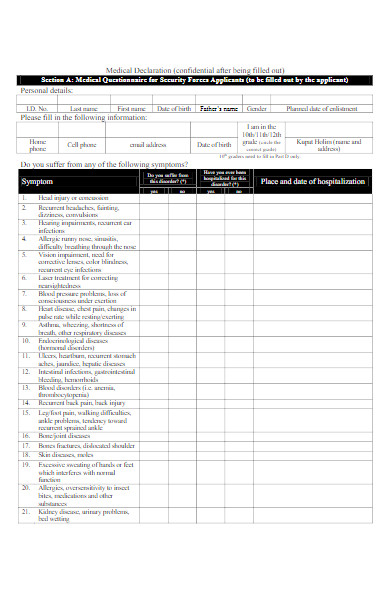 FREE 50+ Medical Declaration Forms Download – How to Create Guide, Tips
