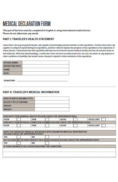medical declaration form in pdf