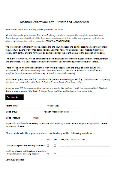 medical declaration form