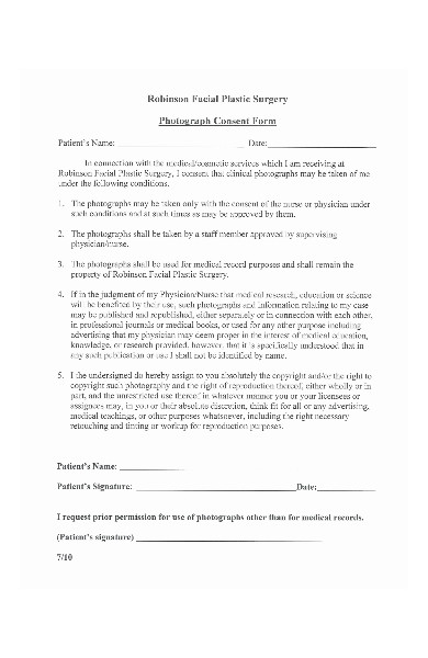 medical photograph consent form