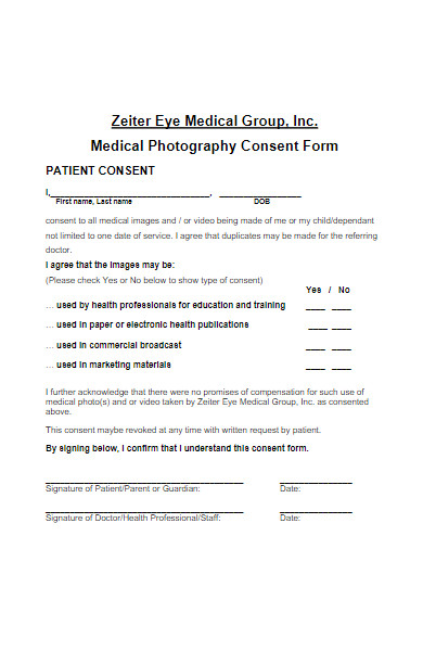 medical photography consent form