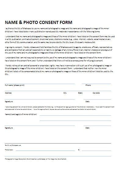 name and photo consent form