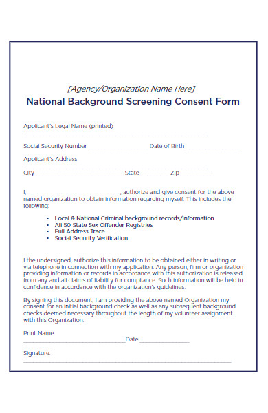 national background screening consent form