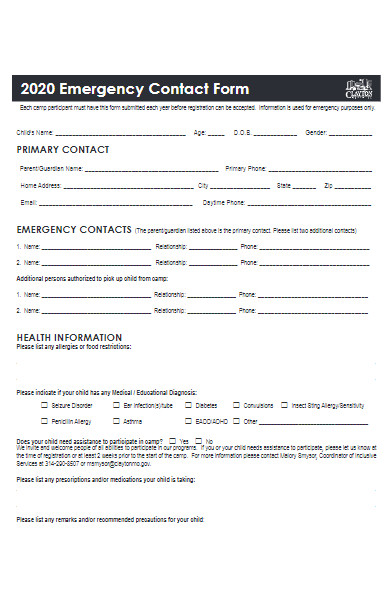 new emergency contact form