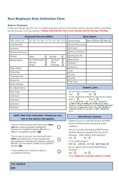 new employee data collection form