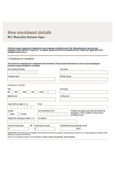 new employee enrolment details form