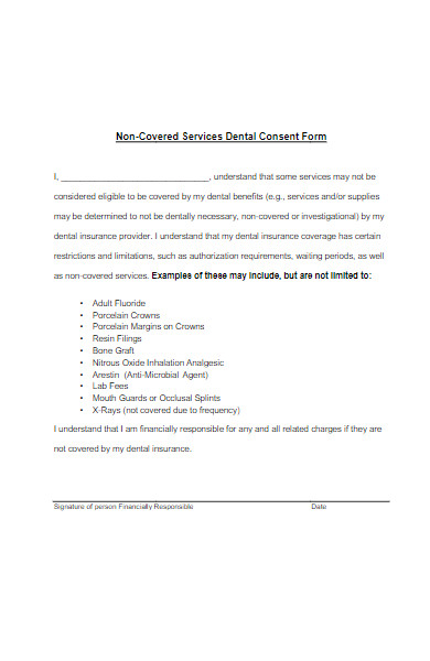 non covered services dental consent form