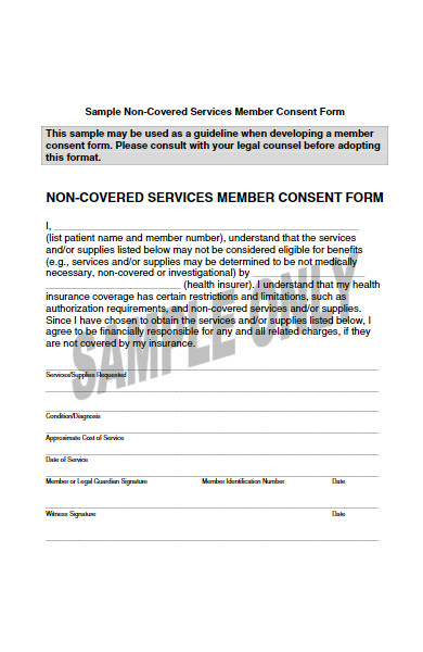 non covered services member consent form