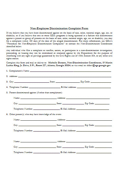 non employee discrimination complaint form