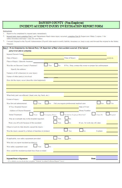 non employee incident injury report form