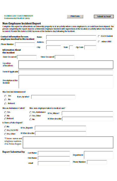 non employee incident report form example