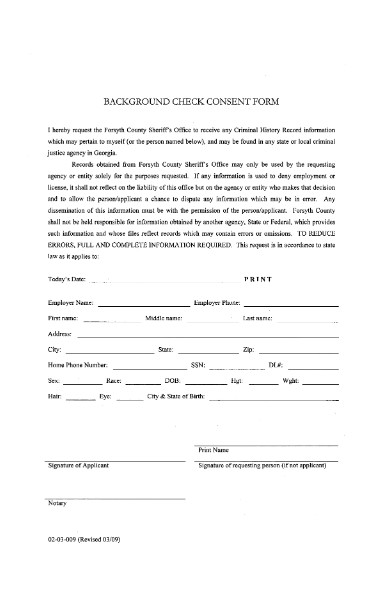 office background check consent form