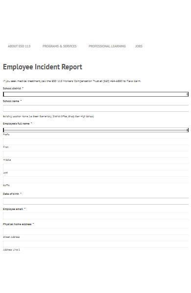 online employee incident report form