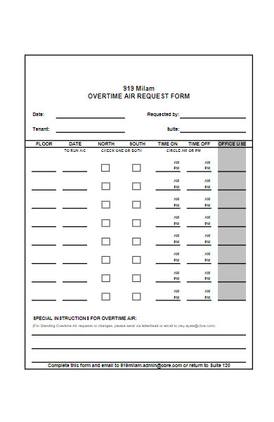 overtime air request form