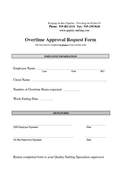 overtime approval request form format