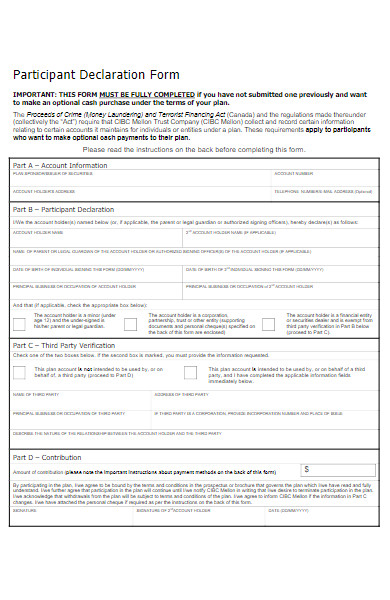 participant declaration form