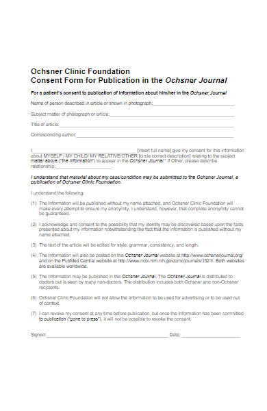 patient consent form for publication