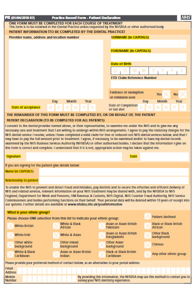patient declaration form in pdf