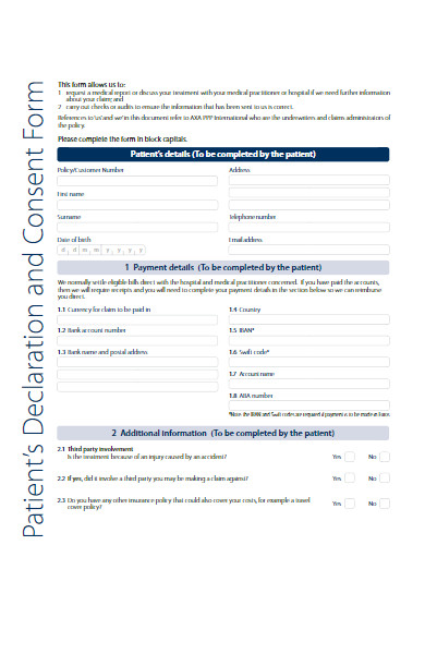 patient declaration and consent form