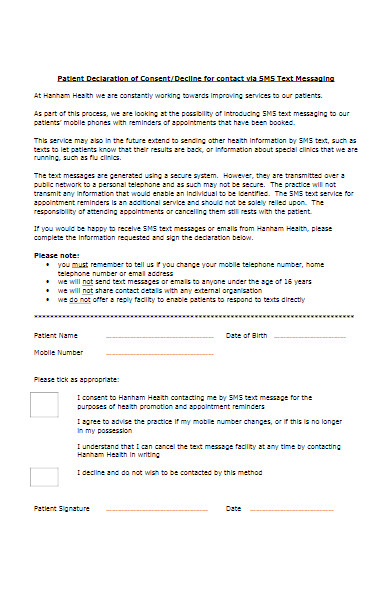 patient declaration of consent form