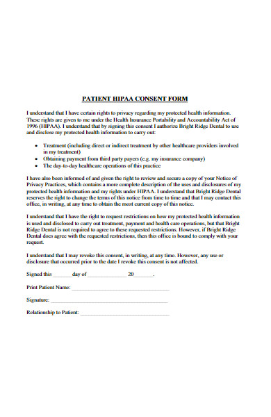 Free 50 Hipaa Consent Forms Download How To Create Guide Tips 5491