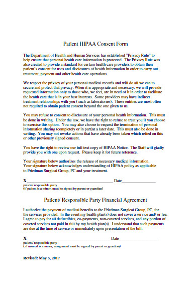 patient hipaa consent form
