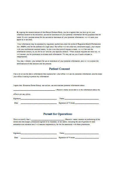 patient privacy consent form