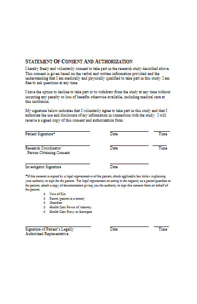 patient statement of consent form