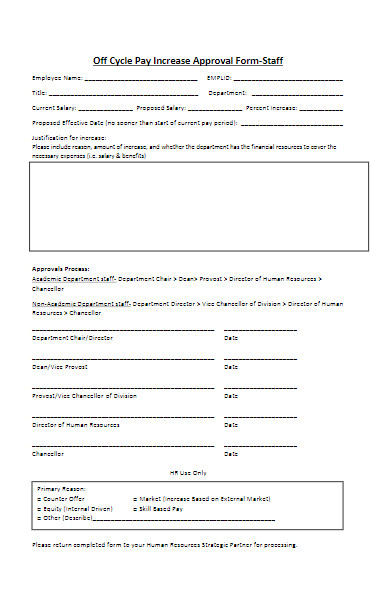 pay increase approval form