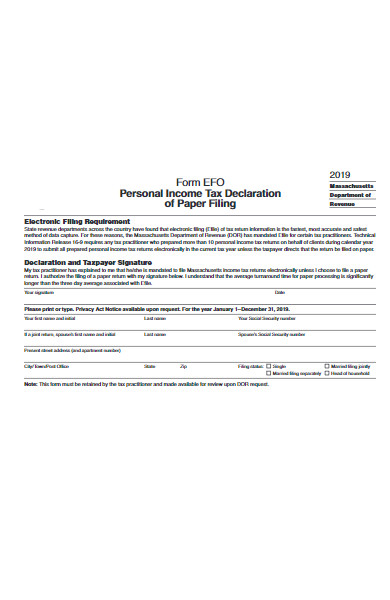 personal income tax declaration form