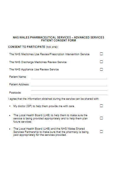 pharmaceutical services consent form
