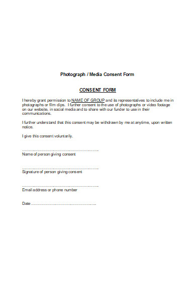 photograph film consent form