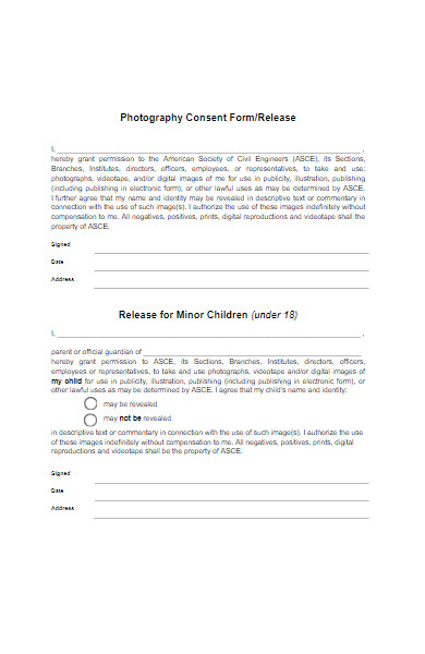 photography consent and release form