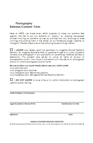 photography release and consent form