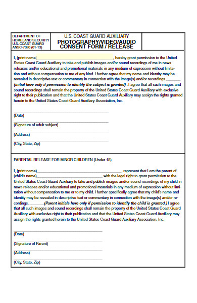 photography video audio consent form