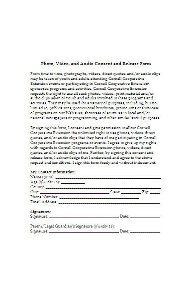 photography and audio consent form