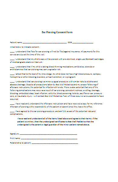piercing consent form