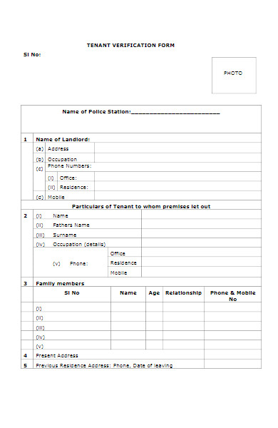 police tenant verification form
