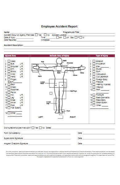 printable employee accident report form