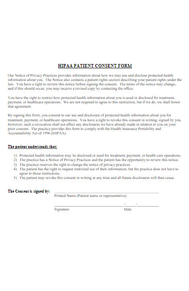 Free 50 Hipaa Consent Forms Download How To Create Guide Tips 8395