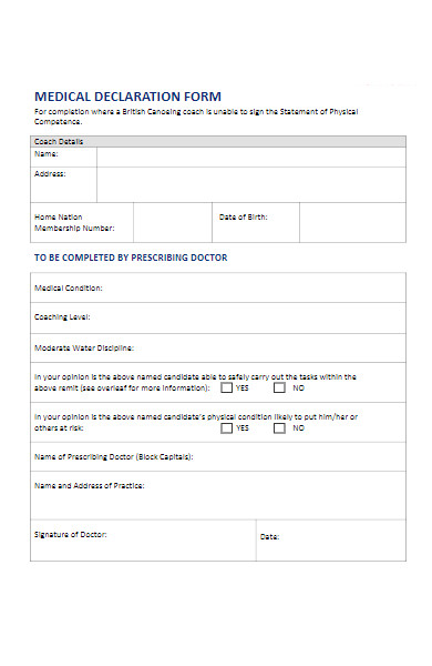 Free 50 Medical Declaration Forms Download How To Create Guide Tips 5195