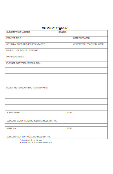 project overtime request form