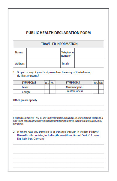 public health declaration form