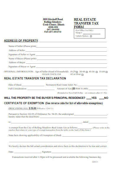 real estate tax declaration form